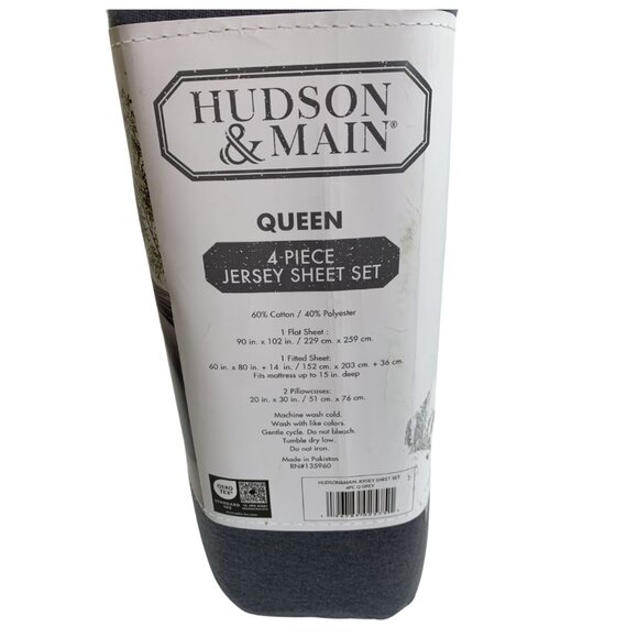Hudson & Main 4-Piece Super Soft, Jersey Sheet Set Queen Gray NWT - Picture 5 of 5